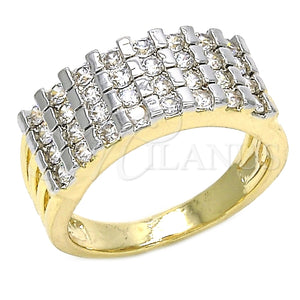 Anillo Multi Piedra 01.210.0064.2.08 Oro Laminado, con Blanca Zirconia Cubica, Pulido, Dos Tonos (Size 8)