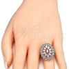 Anillo Multi Piedra 01.210.0073.07 Oro Laminado, con Blanca Zirconia Cubica, Pulido, Dos Tonos (Size 7)