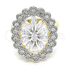 Anillo Multi Piedra 01.210.0073.07 Oro Laminado, con Blanca Zirconia Cubica, Pulido, Dos Tonos (Size 7)