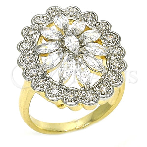 Anillo Multi Piedra 01.210.0073.08 Oro Laminado, con Blanca Zirconia Cubica, Pulido, Dos Tonos (Size 8)