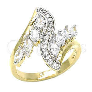 Anillo Multi Piedra 01.210.0074.09 Oro Laminado, con Blanca Zirconia Cubica, Pulido, Dos Tonos (Size 9)