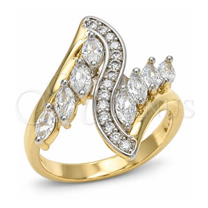 Anillo Multi Piedra 01.210.0074.09 Oro Laminado, con Zirconia Cubica Blanca, Pulido, Dos Tonos (Tamaño 9)