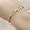 Pulsera Básica 04.213.0141.08 Oro Laminado, Diseño de Figaro, Pulido, Tono Dorado (Calibre 120, Grosor 04.6 MM, 8 Pulgadas de Largo)