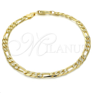 Pulsera Básica 04.213.0141.08 Oro Laminado, Diseño de Figaro, Pulido, Tono Dorado (Calibre 120, Grosor 04.6 MM, 8 Pulgadas de Largo)