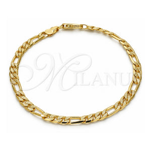 Pulsera Básica 04.213.0141.08 Oro Laminado, Diseño de Figaro, Pulido, Tono Dorado (Calibre 120, Grosor 04.6 MM, 8 Pulgadas de Largo)