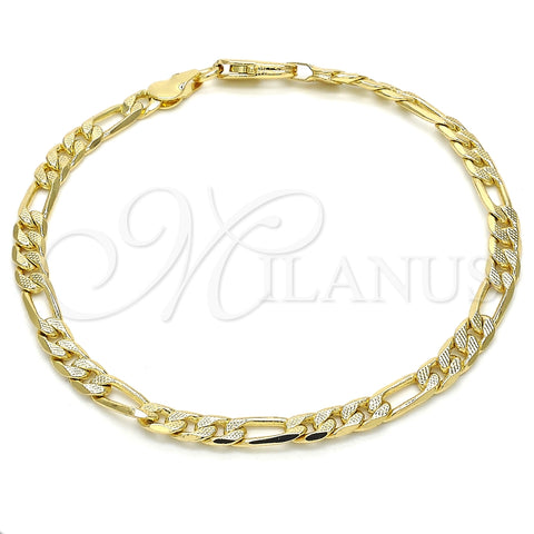 Pulsera Básica 04.213.0141.08 Oro Laminado, Diseño de Figaro, Pulido, Tono Dorado (Calibre 120, Grosor 04.6 MM, 8 Pulgadas de Largo)