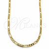 Gargantilla Basica 04.213.0142.24 Oro Laminado, Diseño de Figaro, Pulido, Tono Dorado (100 Gauge, 04 MM Thickness, 24 Inches Length)