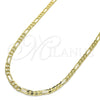Gargantilla Basica 04.213.0142.22 Oro Laminado, Diseño de Figaro, Pulido, Tono Dorado (100 Gauge, 04 MM Thickness, 22 Inches Length)