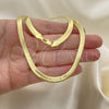 Gargantilla Basica 04.213.0143.20 Oro Laminado, Diseño de Herringbone, Pulido, Tono Dorado (06 MM Thickness, 20 Inches Length)