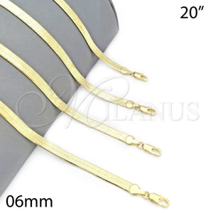 Gargantilla Basica 04.213.0143.20 Oro Laminado, Diseño de Herringbone, Pulido, Tono Dorado (06 MM Thickness, 20 Inches Length)