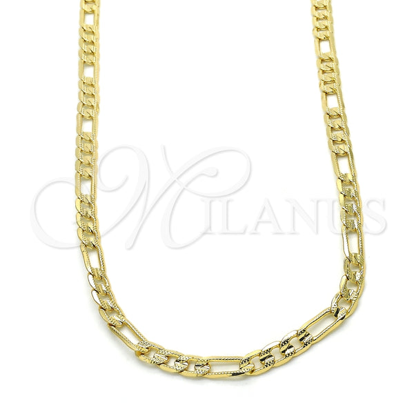 Gargantilla Basica 04.213.0146.24 Oro Laminado, Diseño de Figaro, Pulido, Tono Dorado (120 Gauge, Thickness, 24 Inches Length)