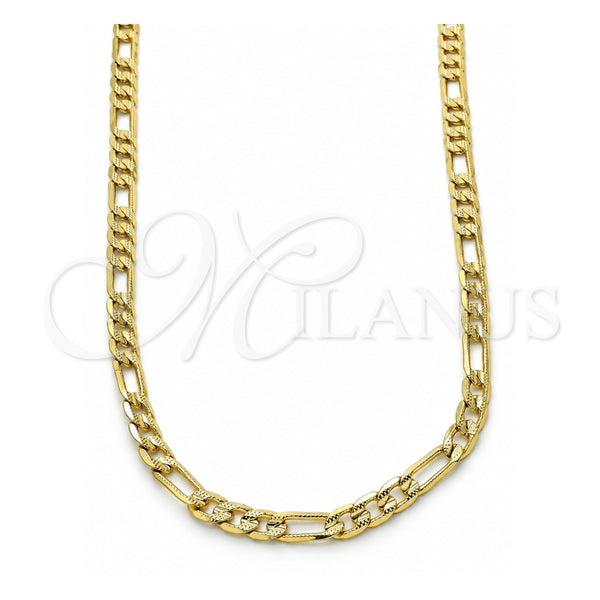 Gargantilla Basica 04.213.0146.24 Oro Laminado, Diseño de Figaro, Pulido, Tono Dorado (120 Gauge, Thickness, 24 Inches Length)