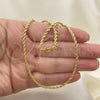 Gargantilla Basica 04.213.0136.30 Oro Laminado, Diseño de Rope, Pulido, Tono Dorado (02 MM Thickness, 30 Inches Length)
