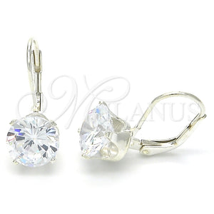 Arete Gancho Frances 02.63.2622 Plata Rodinada, con Zirconia Cubica Blanca, Pulido, Rodinado