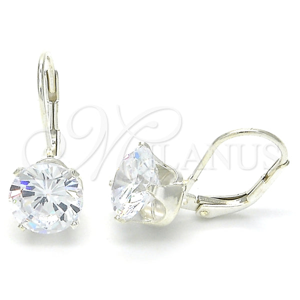 Arete Gancho Frances 02.63.2622 Plata Rodinada, con Zirconia Cubica Blanca, Pulido, Rodinado
