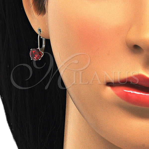 Arete Gancho Frances 02.63.2622.1 Plata Rodinada, con Zirconia Cubica Granate, Pulido, Rodinado
