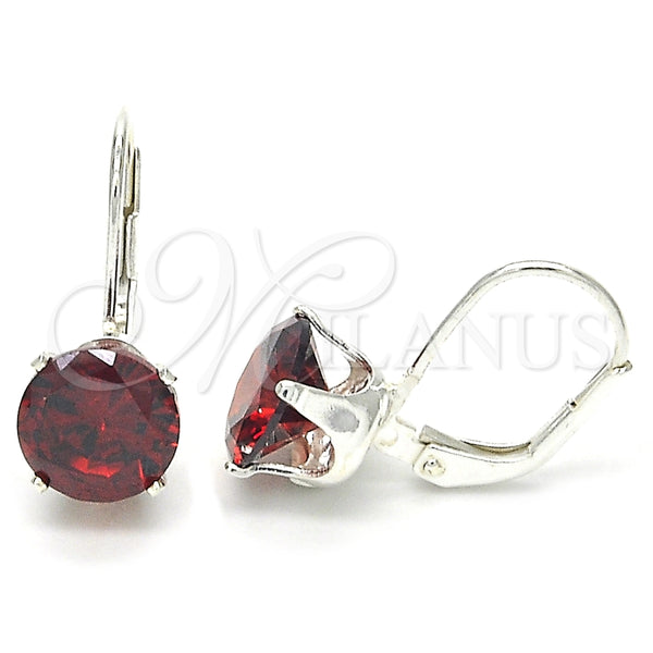 Arete Gancho Frances 02.63.2622.1 Plata Rodinada, con Zirconia Cubica Granate, Pulido, Rodinado