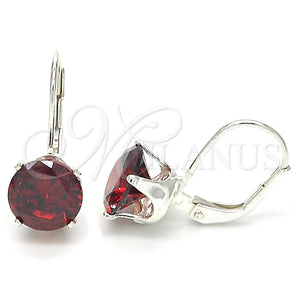 Arete Gancho Frances 02.63.2622.1 Plata Rodinada, con Zirconia Cubica Granate, Pulido, Rodinado