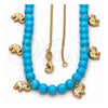 Collares con Dije 04.32.0008.2.18 Oro Laminado, Diseño de Elefante y Cola de Raton, Resinado Azul, Tono Dorado (18 Pulgadas de Largo)