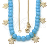 Collares con Dije 04.32.0008.4.18 Oro Laminado, Diseño de Tortuga y Cola de Raton, Resinado Azul, Tono Dorado (18 Inches Length)