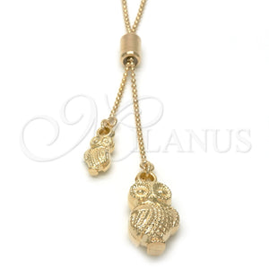 Collares con Dije 04.32.0010.2.28 Oro Laminado, Diseño de Búho, Pulido, Tono Dorado (28 Inches Length)
