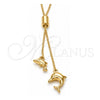 Collares con Dije 04.32.0010.3.28 Oro Laminado, Diseño de Delfín, Pulido, Tono Dorado (28 Pulgadas de Largo)