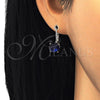 Arete Gancho Frances 02.63.2622.2 Plata Rodinada, con Zafiro Azul Zirconia Cubica, Pulido, Crudo