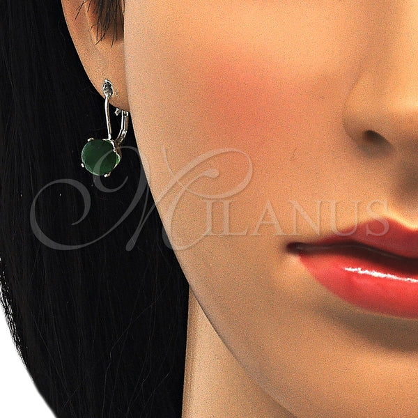 Arete Gancho Frances 02.63.2622.3 Plata Rodinada, con Zirconia Cubica Verde, Pulido, Rodinado