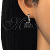 Arete Gancho Frances 02.63.2622.4 Plata Rodinada, con Zirconia Cubica Negro, Pulido, Rodinado