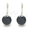 Arete Gancho Frances 02.63.2622.4 Plata Rodinada, con Zirconia Cubica Negro, Pulido, Rodinado