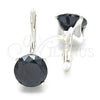 Arete Gancho Frances 02.63.2622.4 Plata Rodinada, con Zirconia Cubica Negro, Pulido, Rodinado
