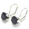 Arete Gancho Frances 02.63.2622.4 Plata Rodinada, con Zirconia Cubica Negro, Pulido, Rodinado
