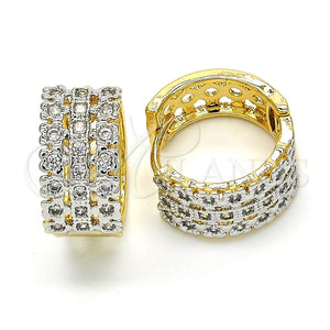 Argolla Huggie 02.210.0145.15 Oro Laminado, Diseño de Flor, con Blanca Zirconia Cubica, Pulido, Dos Tonos