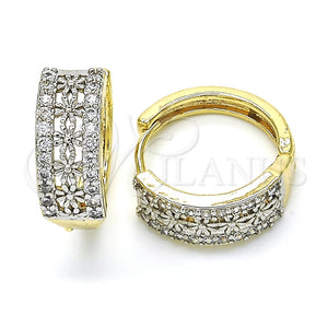 Argolla Huggie 02.210.0147.20 Oro Laminado, con Blanca Zirconia Cubica, Pulido, Dos Tonos