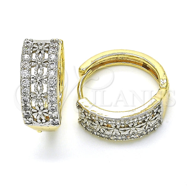 Argolla Huggie 02.210.0147.20 Oro Laminado, con Blanca Zirconia Cubica, Pulido, Dos Tonos