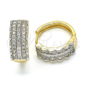 Argolla Huggie 02.210.0148.20 Oro Laminado, con Blanca Zirconia Cubica, Pulido, Dos Tonos