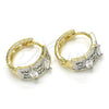 Argolla Huggie 02.210.0149.15 Oro Laminado, con Blanca Zirconia Cubica, Pulido, Dos Tonos