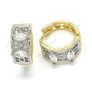 Argolla Huggie 02.210.0149.15 Oro Laminado, con Blanca Zirconia Cubica, Pulido, Dos Tonos