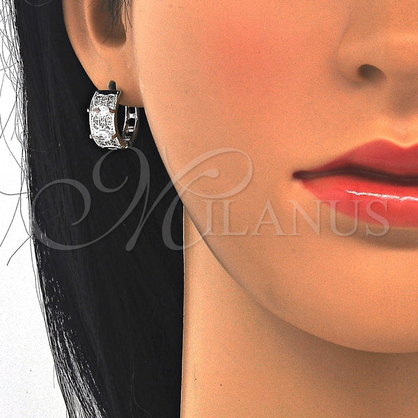 Argolla Huggie 02.210.0149.1.15 Rodio Laminado, con Zirconia Cubica Blanca, Pulido, Rodinado