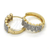 Argolla Huggie 02.210.0150.20 Oro Laminado, con Blanca Zirconia Cubica, Pulido, Dos Tonos