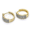 Argolla Huggie 02.210.0150.20 Oro Laminado, con Blanca Zirconia Cubica, Pulido, Dos Tonos