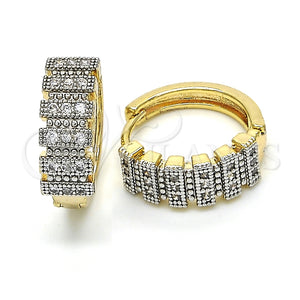 Argolla Huggie 02.210.0150.20 Oro Laminado, con Blanca Zirconia Cubica, Pulido, Dos Tonos