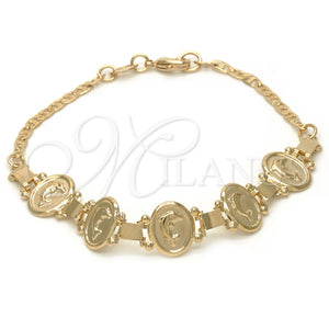 Pulsera Elegante 03.32.0138.07 Oro Laminado, Diseño de Delfín y Mariner, Pulido, Tono Dorado (7 Inches Length)