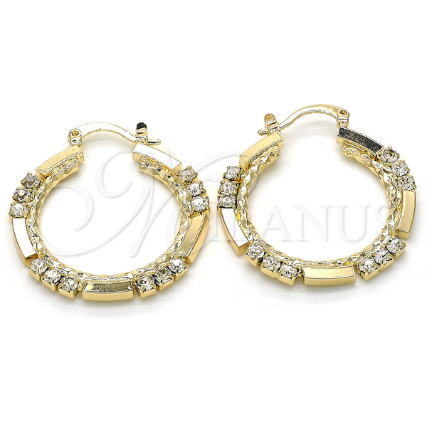 Argolla Mediana 02.122.0098.30 Oro Laminado, con Blanca Cristal, Pulido, Tono Dorado