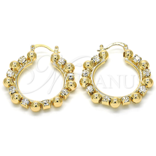 Argolla Mediana 02.122.0099.30 Oro Laminado, con Blanca Cristal, Pulido, Tono Dorado