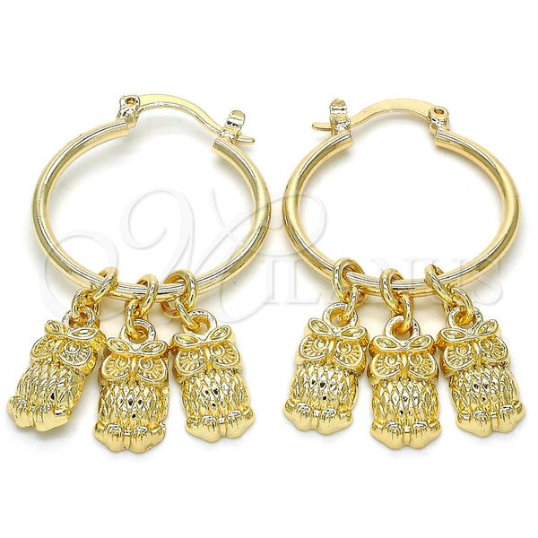 Argolla Pequeña 02.63.2629.25 Oro Laminado, Diseño de Búho, Pulido, Tono Dorado