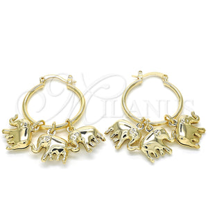 Argolla Pequeña 02.63.2630.25 Oro Laminado, Diseño de Elefante, Pulido, Tono Dorado
