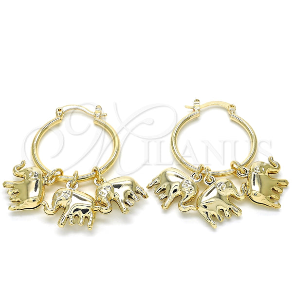 Argolla Pequeña 02.63.2630.25 Oro Laminado, Diseño de Elefante, Pulido, Tono Dorado