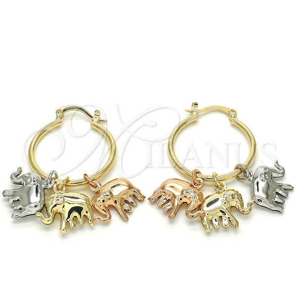 Argolla Pequeña 02.63.2630.1.25 Oro Laminado, Diseño de Elefante, Pulido, Tres Tonos