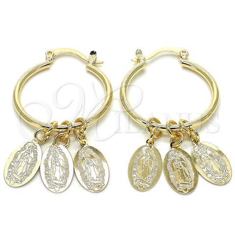 Argolla Pequeña 02.63.2631.25 Oro Laminado, Diseño de Guadalupe, Pulido, Tono Dorado